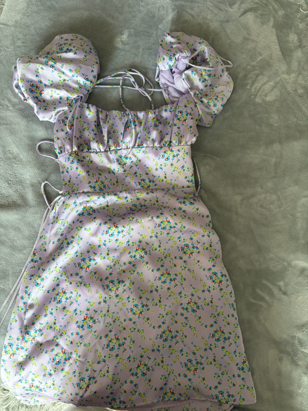 Zara Lavender Floral Ruffle-Detail Dress
